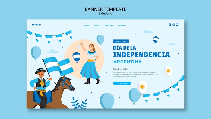 PSD Gratis argentina independence day landing page
