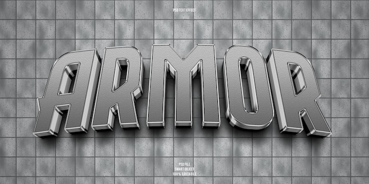 Gratis PSD armor 3d bewerkbaar teksteffect