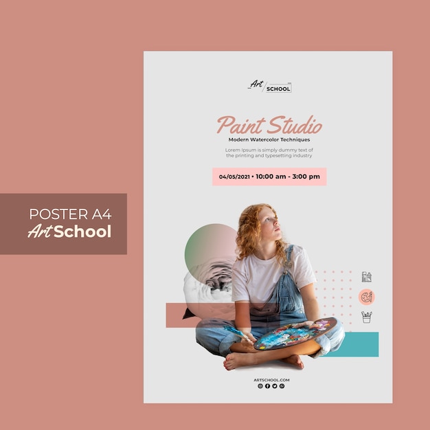 Gratis PSD art school poster sjabloon