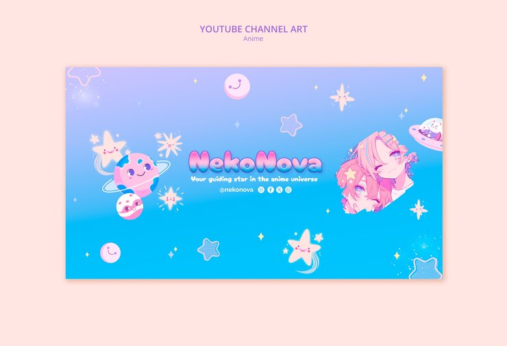 PSD gratuito el arte del canal de youtube de anime neko nova