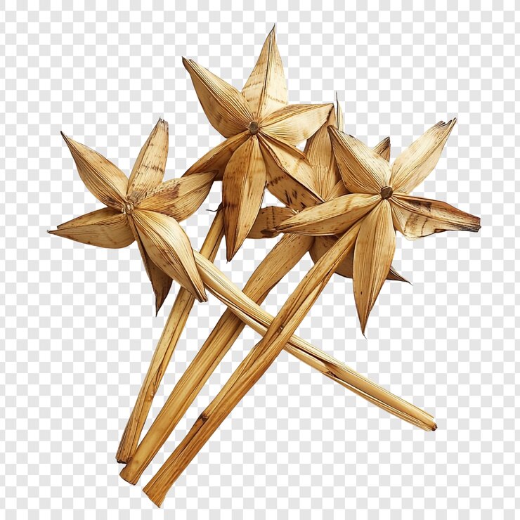 PSD gratuito artesanías de hojas de palma secas decoraciones elegantes en forma de estrella