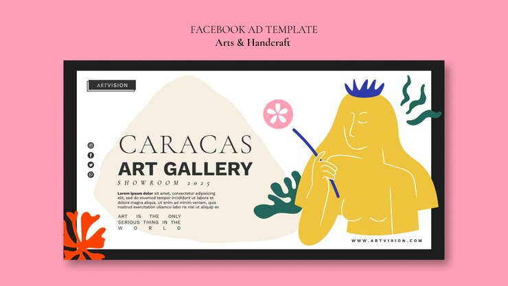 PSD gratuito arti del design piatto e modello facebook artigianale