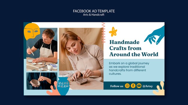Arti del design piatto e modello facebook artigianale