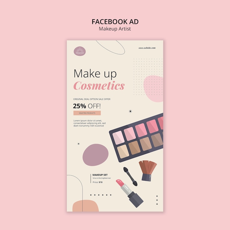 PSD gratuito artista del trucco facebook modello di annuncio