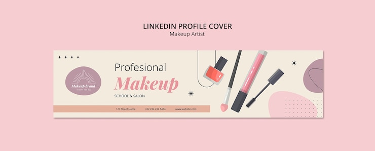 PSD gratuito artista de maquillaje diseño de plantilla de banner de linkedin