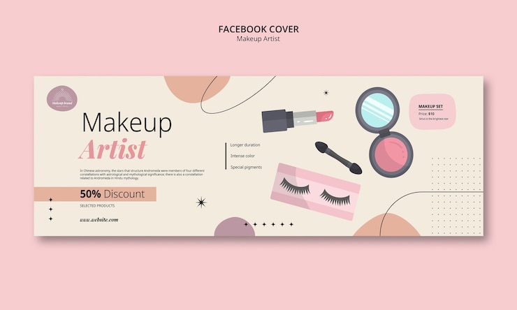 PSD gratuito artista de maquillaje diseño de plantilla de portada de facebook