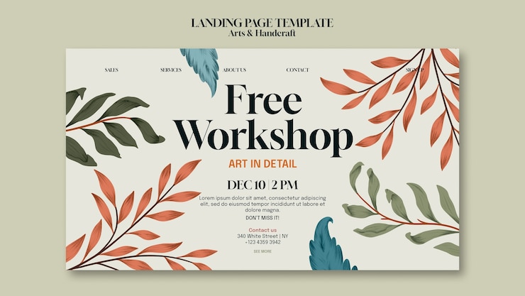 PSD Gratis arts and handcraft landing page template