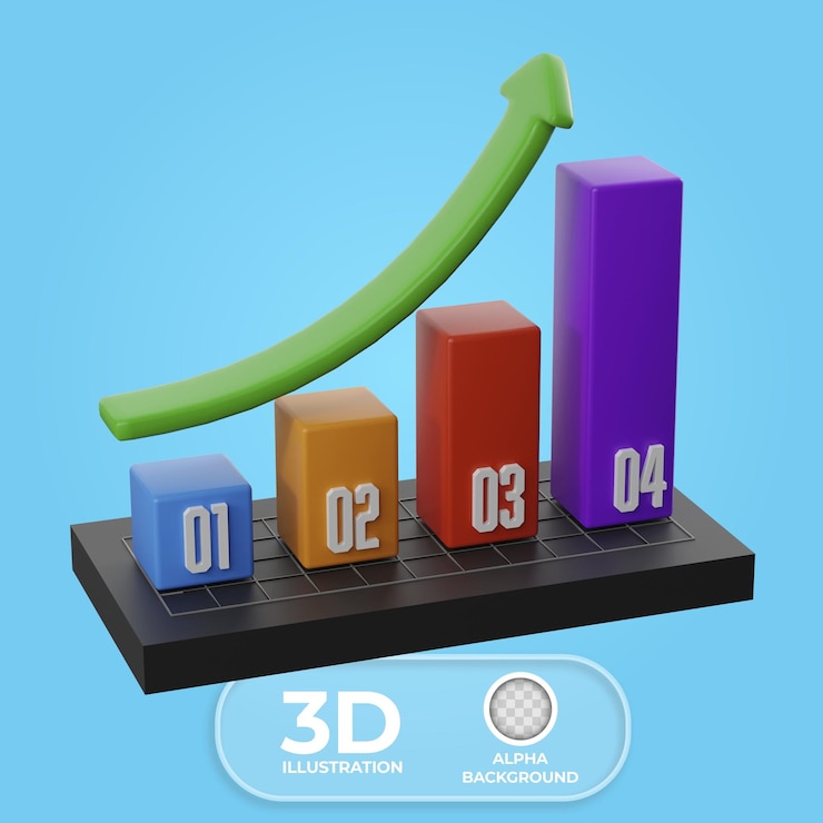 PSD Gratis ascending bar chart transforming into steps