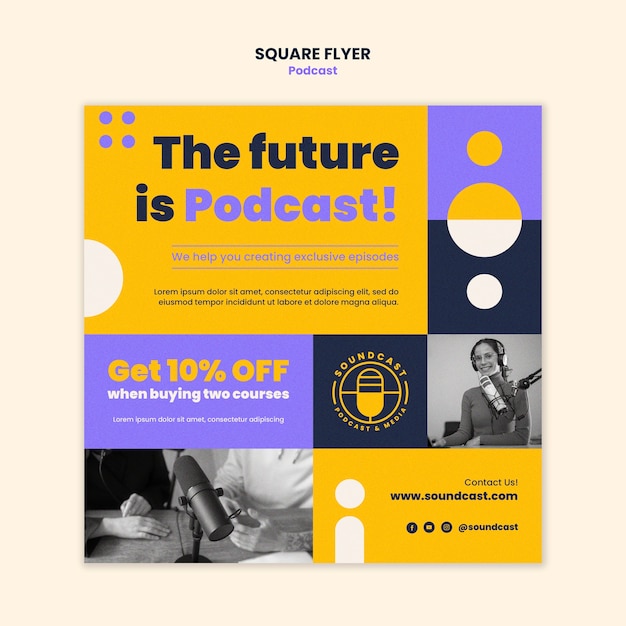 Ascoltare il volantino quadrato dei podcast