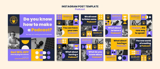 Ascolto del modello di post di instagram dei podcast