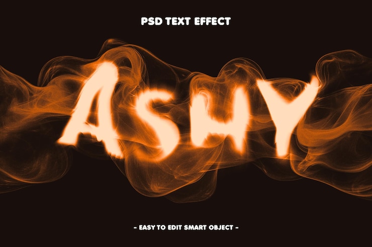 PSD Gratis ashy smoke text effect