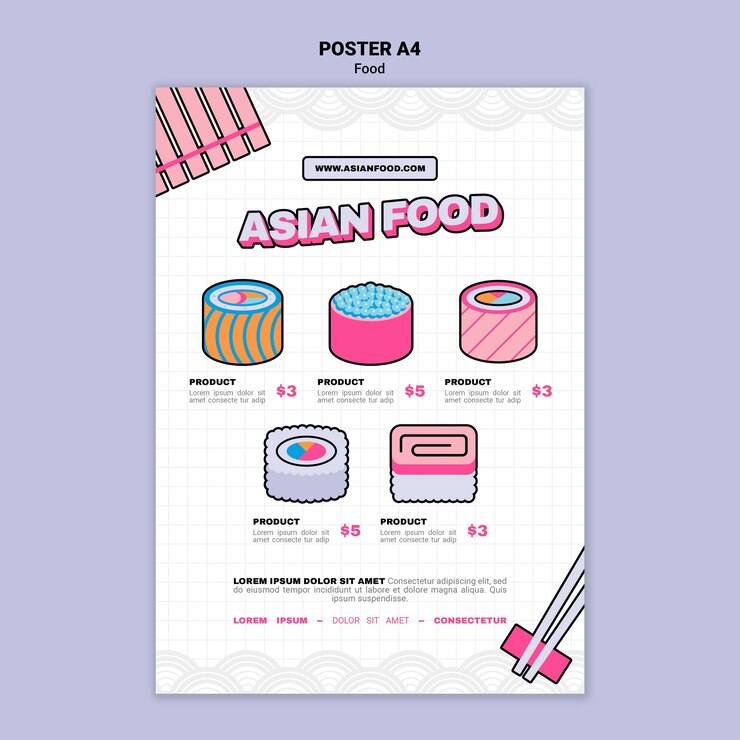 PSD Gratis asian food print template
