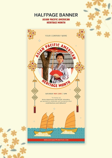 Gratis PSD asian pacific american heritage month banner sjabloon