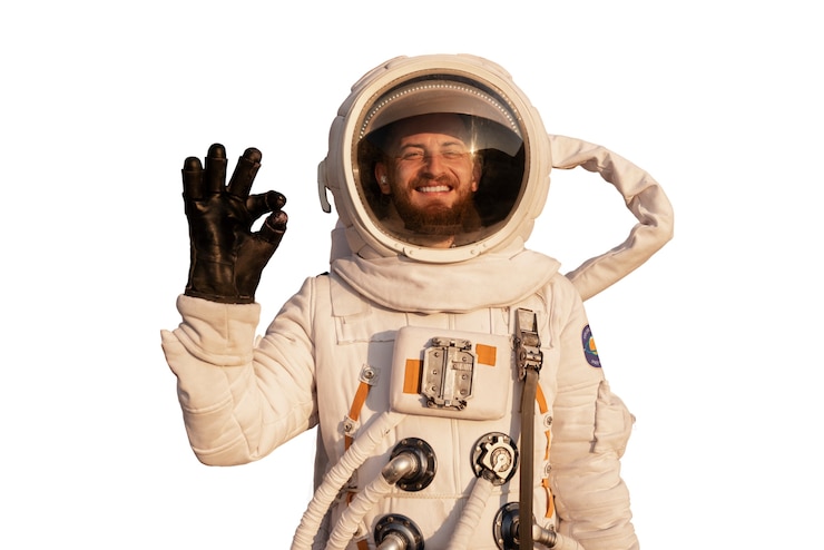 PSD Gratis astronaut mengenakan pakaian luar angkasa