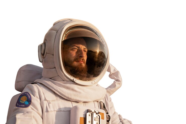 PSD Gratis astronaut mengenakan pakaian luar angkasa
