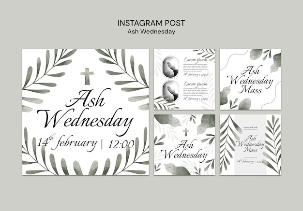 Gratis PSD aswoensdag viering instagram berichten