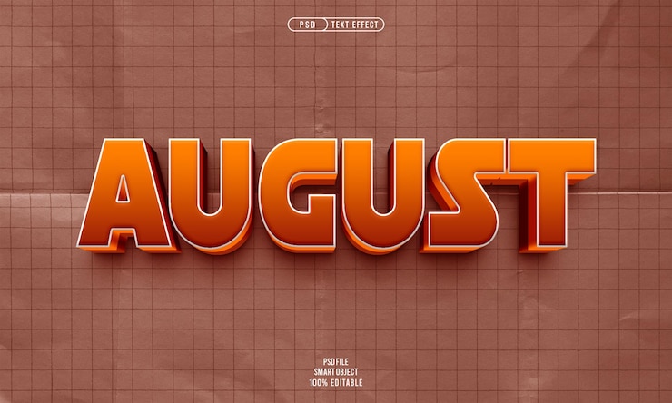 PSD Gratis august 3d editable text effect