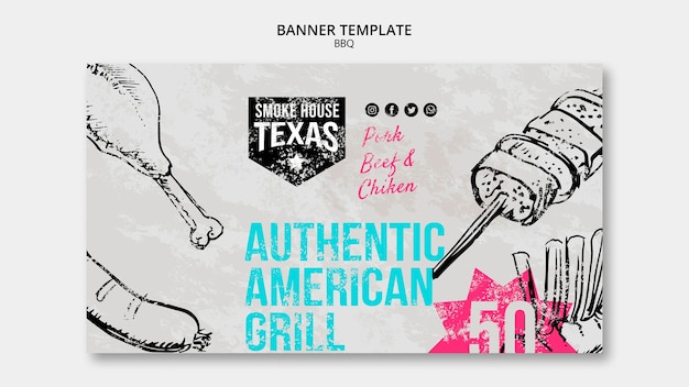 Auténtica plantilla de banner de parrilla americana