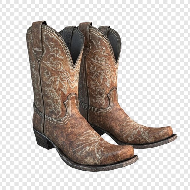 Auténticas botas de cowboy de cuero marrón con diseños intrincados una declaración de moda del Salvaje Oeste
