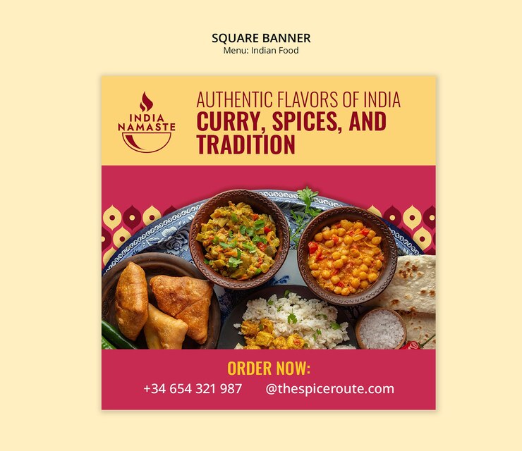 PSD gratuito authentic flavors of india template
