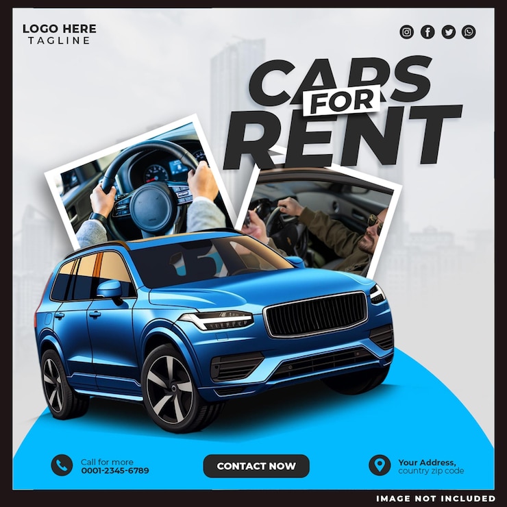 PSD gratuito auto para alquilar en las redes sociales de instagram