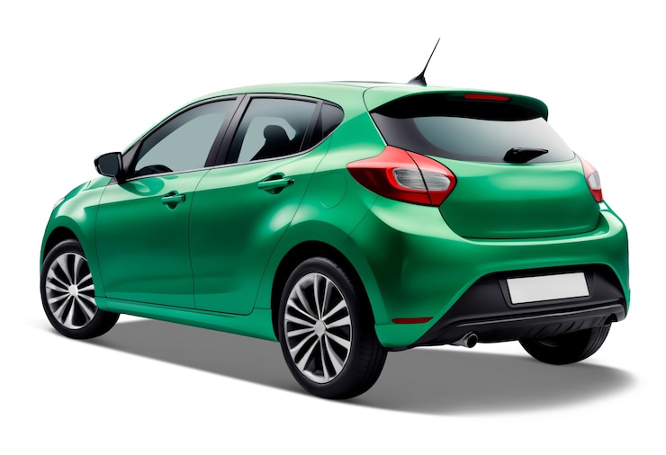 PSD gratuito auto verde isolata
