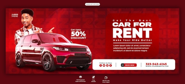 Gratis PSD autoverhuur en automotive facebook cover sjabloon