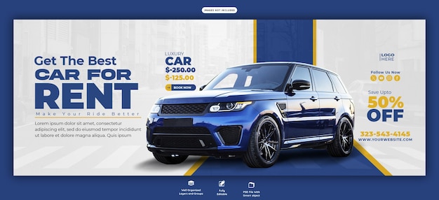 Autoverhuur en Automotive facebook cover sjabloon