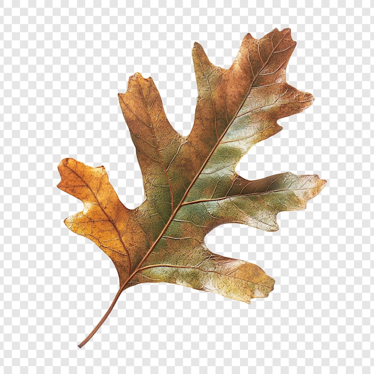 PSD Gratis autumn leaf a single dried oak leaf against a transparent background