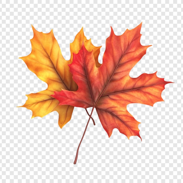 PSD Gratis autumns embrace two vibrant maple leaves in fall colors
