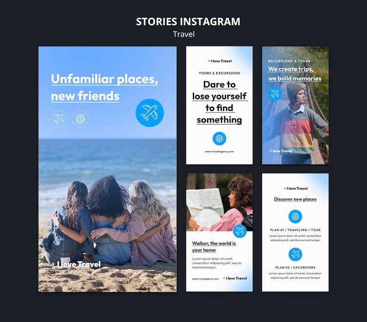 PSD gratuito aventura de viaje en gradiente historias de instagram