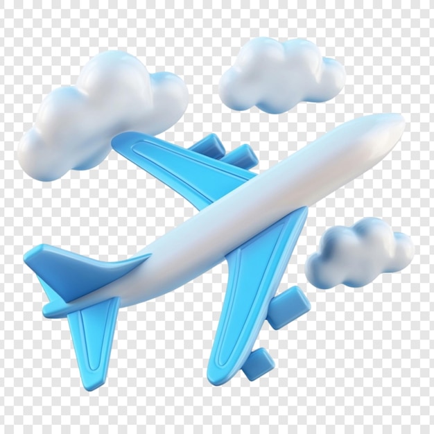 Un avión volando a través de las nubes Una representación 3D de los viajes aéreos