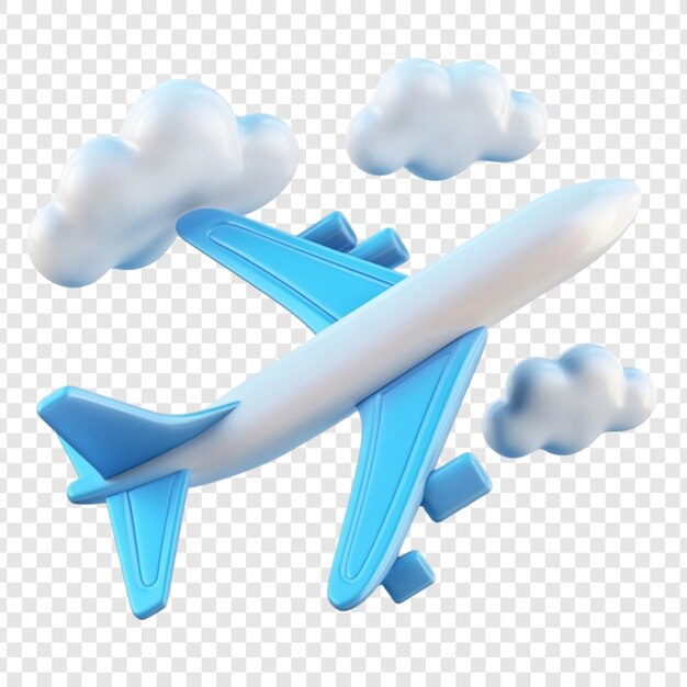 Un avión volando a través de las nubes Una representación 3D de los viajes aéreos