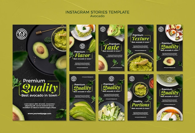 Avocado concept instagram verhalen sjabloon