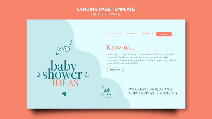 PSD Gratis baby shower celebration landing page template