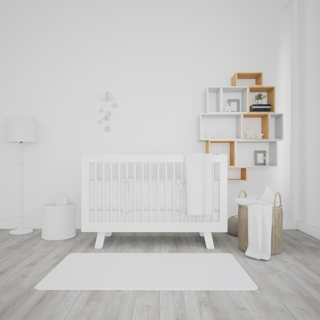 Gratis PSD babykamer met witte wieg