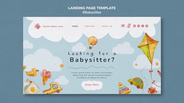 Gratis PSD babysitter baan landingspagina sjabloon