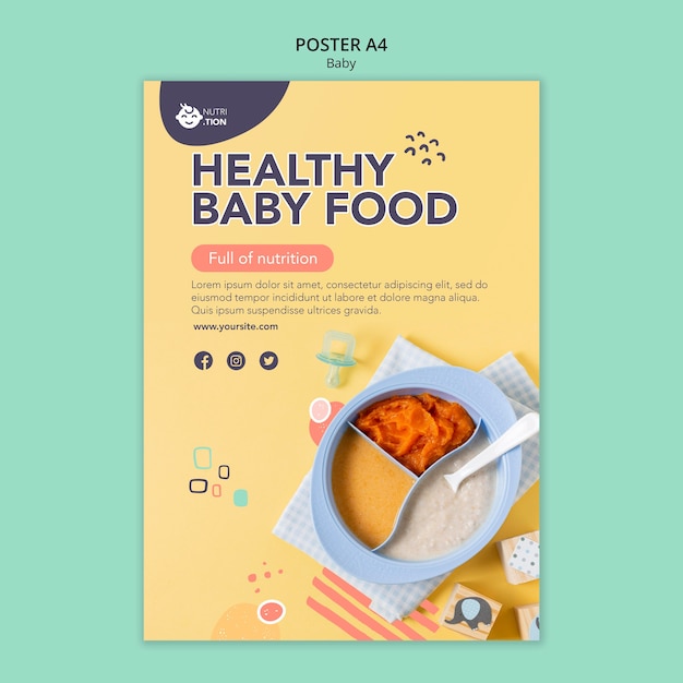 Gratis PSD babyvoeding poster sjabloon