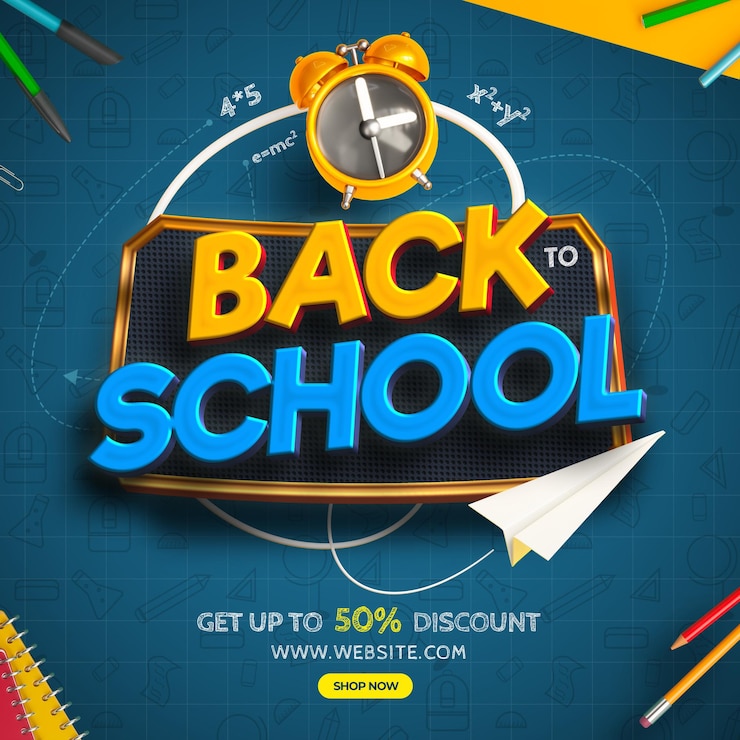 PSD Gratis back to school discount sale social media post design template