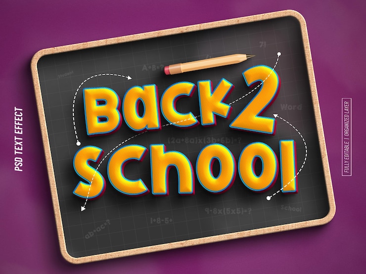 PSD Gratis back to school editable text effect