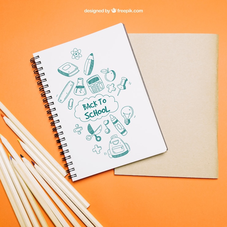 PSD Gratis back to school template with notebook