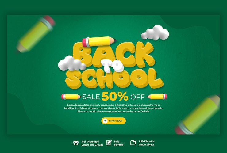 PSD Gratis back to school web banner template