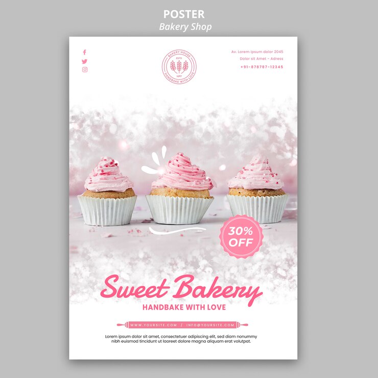 Gratis PSD bakkerij winkel posterontwerp