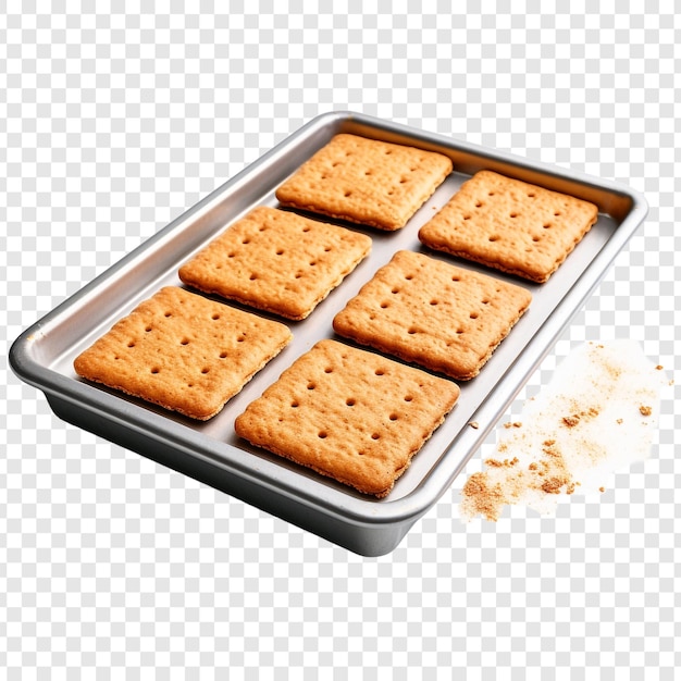 Bakplaat met graham crackers geïsoleerd op transparante achtergrond