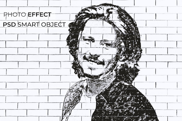 Gratis PSD bakstenen muur foto-effect
