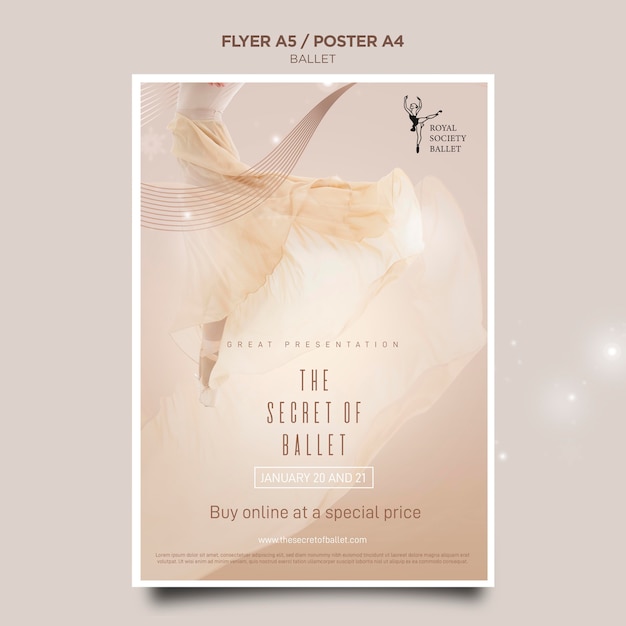 Gratis PSD ballerina concept poster sjabloon