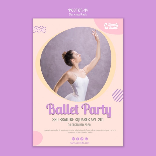 Gratis PSD ballet dag poster sjabloon