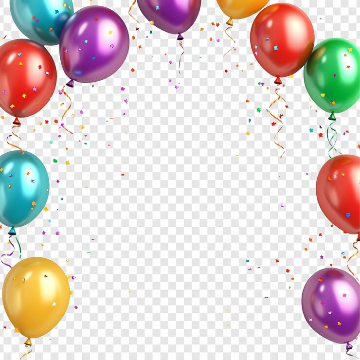 PSD gratuito ballooni colorati celebrazione festa di festa sullo sfondo con confetti