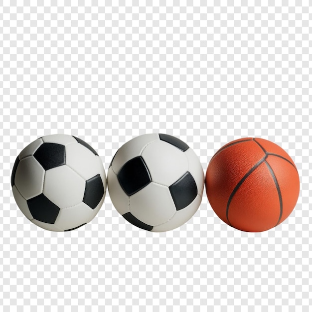 Balones de baloncesto y fútbol Un trío de equipos deportivos