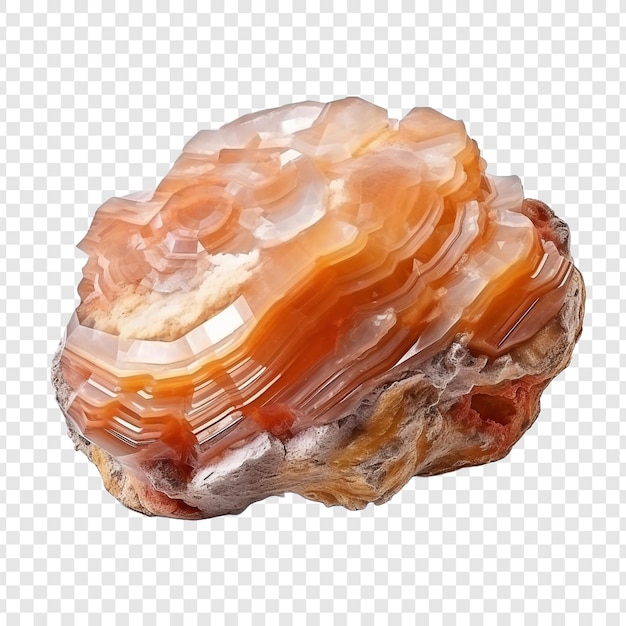 Banded flowstone calcite gevormd door mineraalrijk geïsoleerd op transparante achtergrond